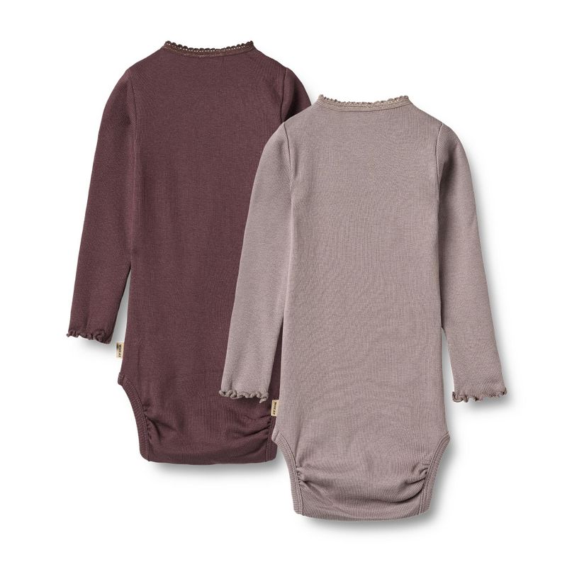Wheat, 2 Rib Body L/S Lotta, Baby, Purple Fudge