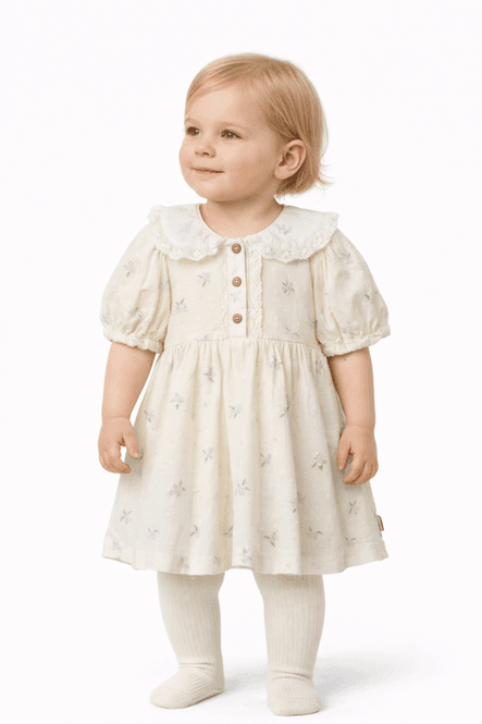 Hovedbilde Wheat, Babykjole Adele, Off-white blomster