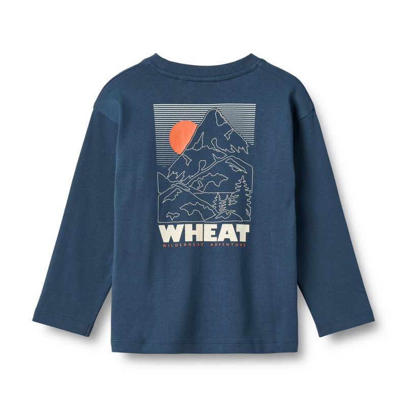 Wheat, T-shirt L/S print Dixie, Blue Denim