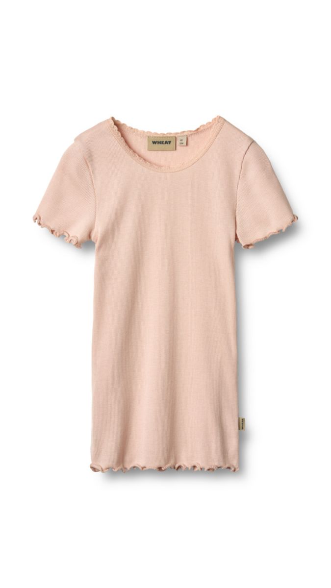 Wheat, Rib T-Shirt S/S Katie, Powder (128 cm)