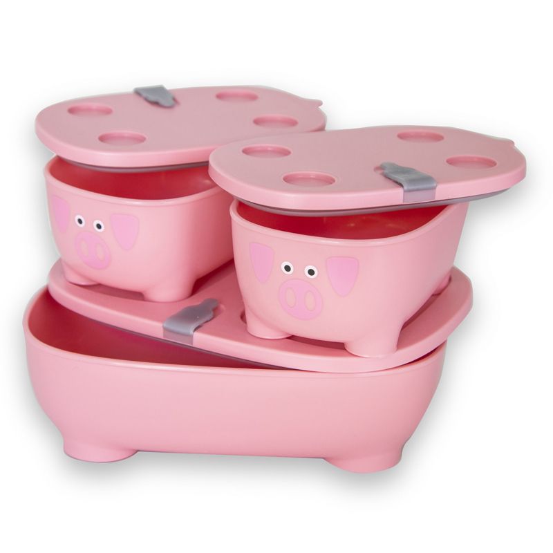 Bentomal 3 i 1 matboks. Rosa Gris