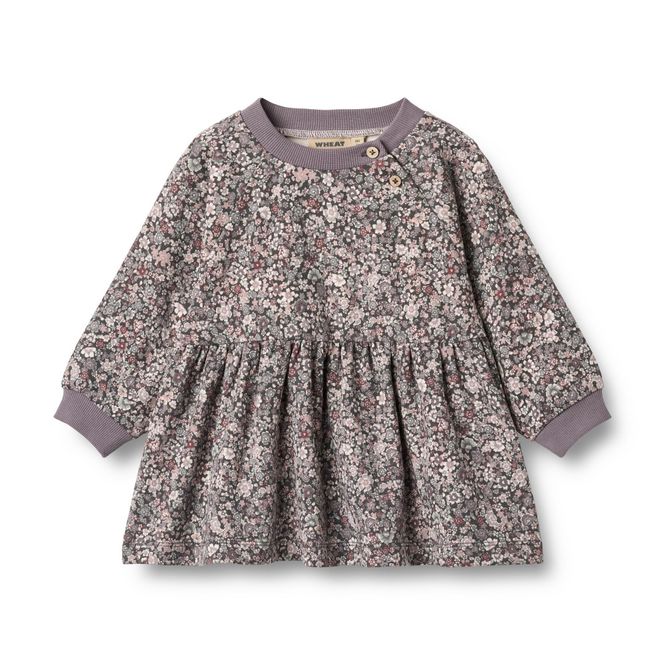 Hovedbilde Wheat, Jersey Dress L/S Dorthea Baby, Purple Stone Flowers